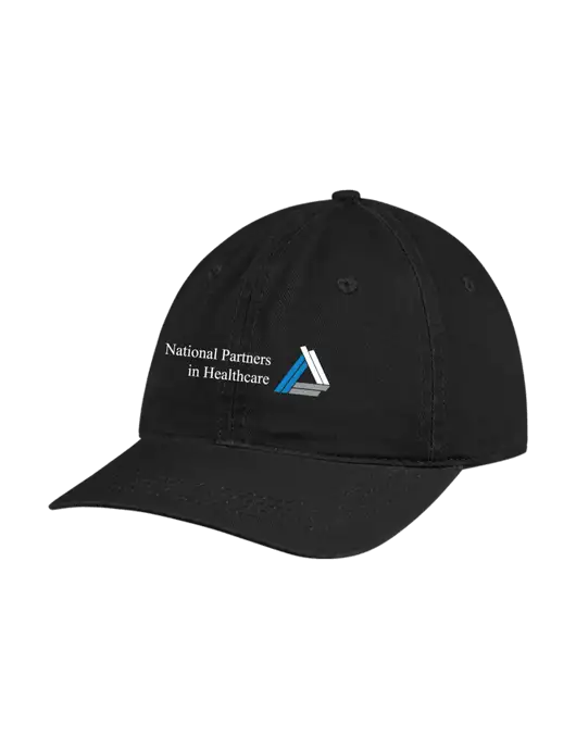 Garment Washed Unstructured Twill Black Cap w/NPH Logo