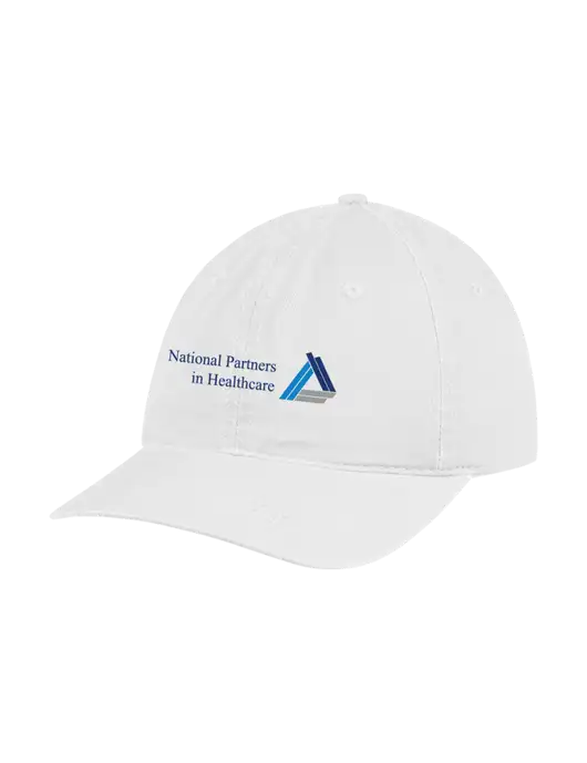 Garment Washed Unstructured Twill White Cap w/NPH Logo