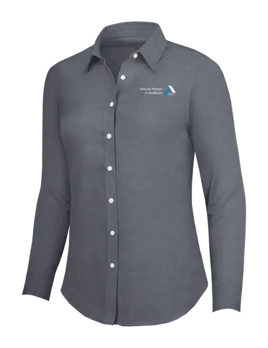 Dark Grey Womens SuperPro Oxford Shirt w/NPH Logo