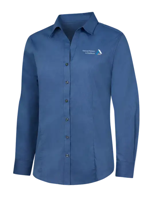 Light Navy Womens Crosshatch Easy Care Shirt w/NPH Logo