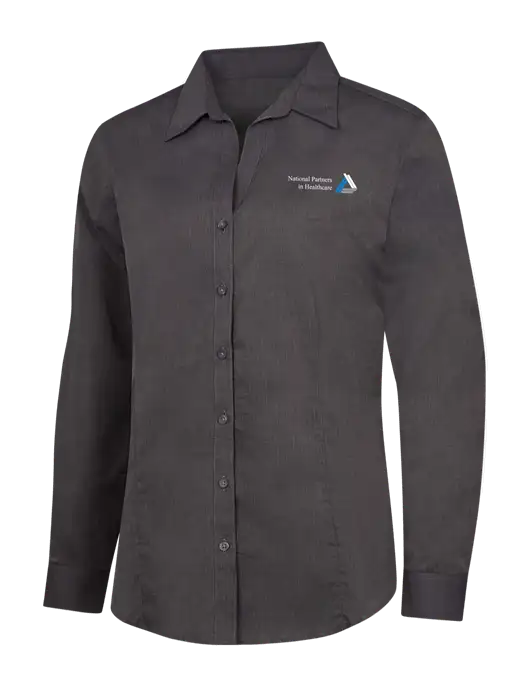 Womens Soft Black Crosshatch Easy Care Shirt w/NPH Logo