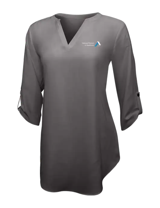 Dark Grey Womens 3/4 Sleeve Tunic Blouse w/NPH Logo