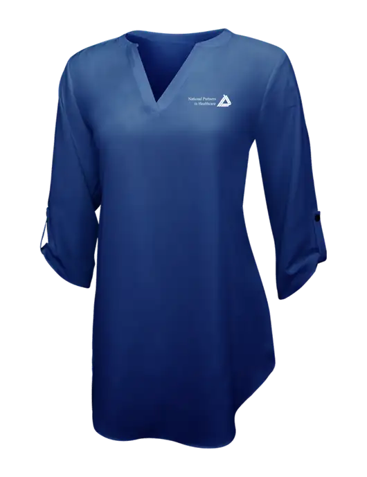 Dark Royal Womens 3/4 Sleeve Tunic Blouse w/NPH Logo