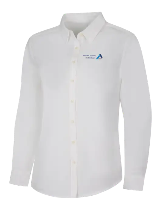 Womens White Long Sleeve Superpro React Twill Shirt w/NPH Logo