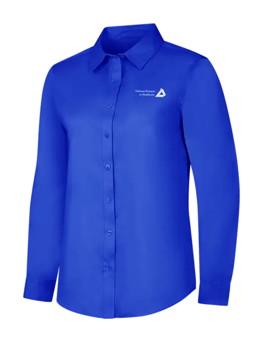 Womens Long Sleeve Dark Royal Superpro React Twill Shirt w/NPH Logo