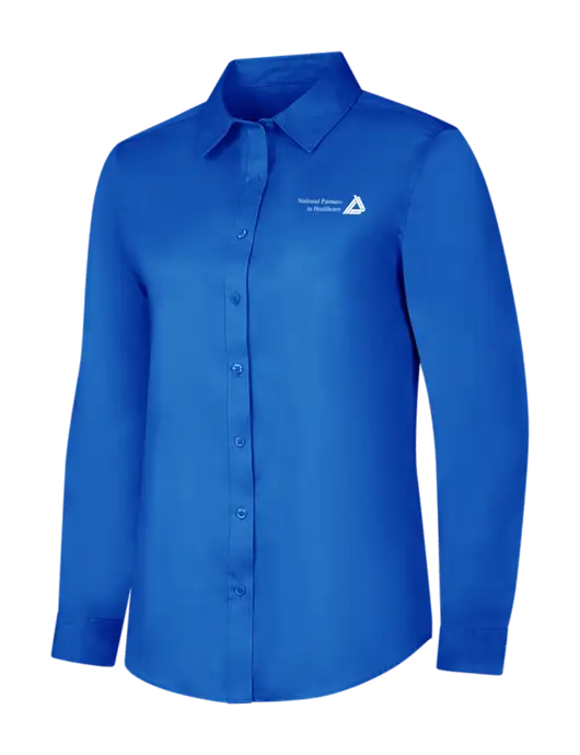 Womens Long Sleeve Royal Blue Superpro React Twill Shirt w/NPH Logo