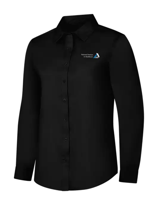 Womens Black Long Sleeve Superpro React Twill Shirt w/NPH Logo