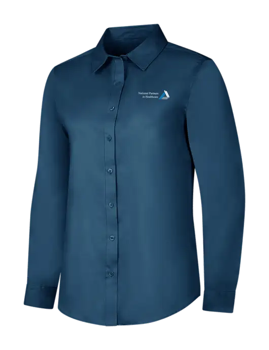 Light Navy Womens Long Sleeve Superpro React Twill Shirt w/NPH Logo
