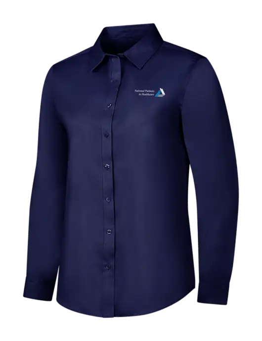 Navy Womens Long Sleeve Superpro React Twill Shirt w/NPH Logo