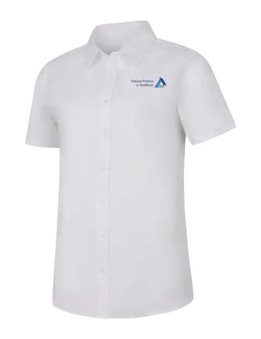 Womens White Short Sleeve Superpro React Twill Shirt w/NPH Logo