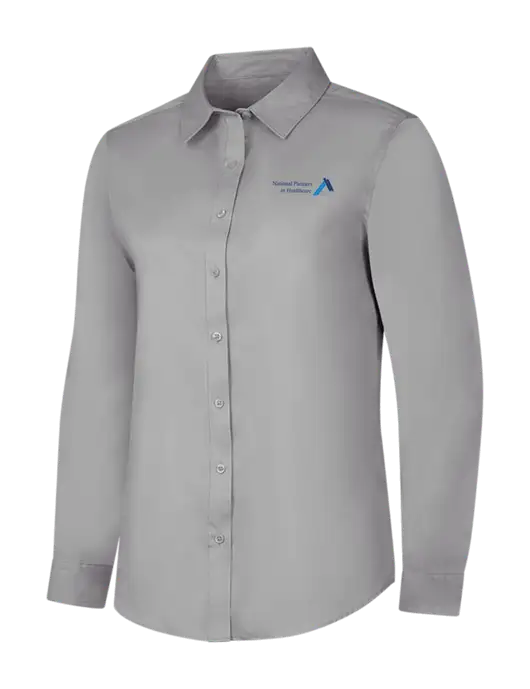 Light Grey Womens Long Sleeve Superpro React Twill Shirt w/NPH Logo