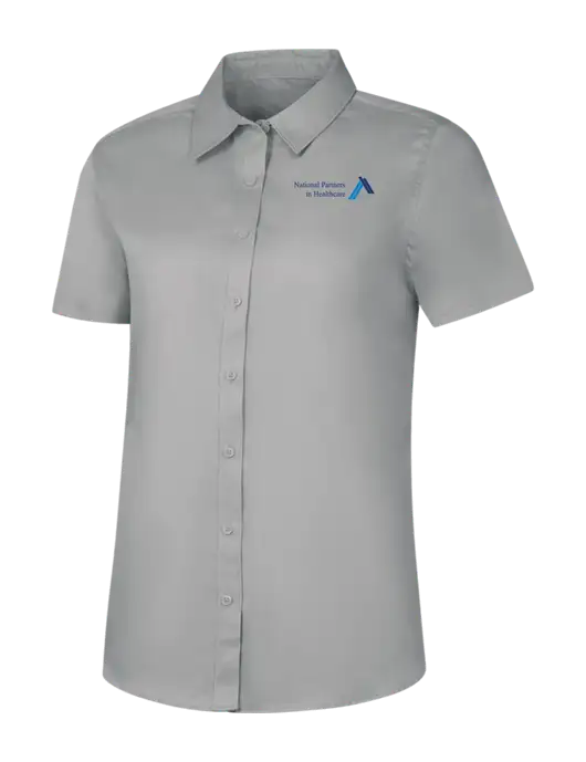 Womens Light Grey Short Sleeve Superpro React Twill Shirt w/NPH Logo