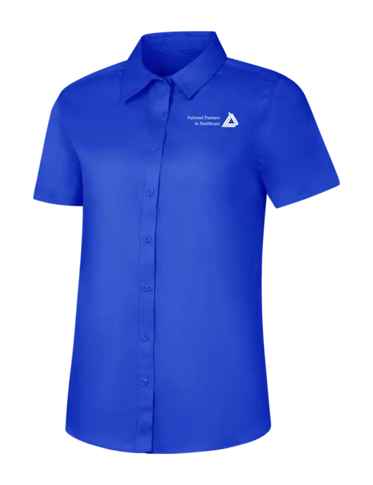 Womens Short Sleeve Dark Royal Superpro React Twill Shirt w/NPH Logo