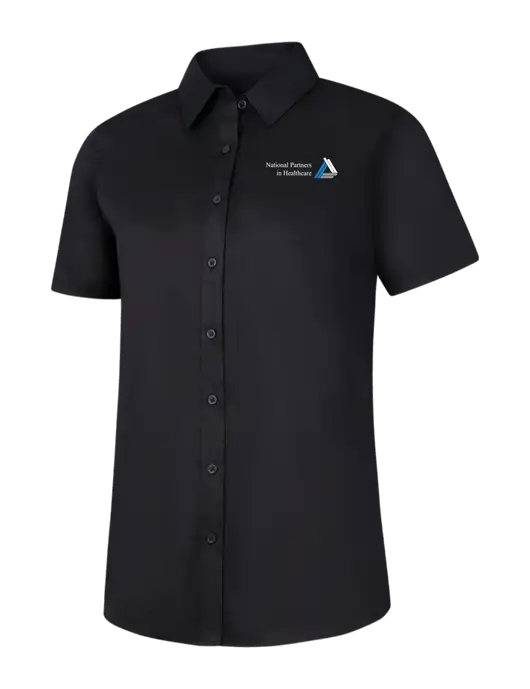Womens Black Short Sleeve Superpro React Twill Shirt w/NPH Logo