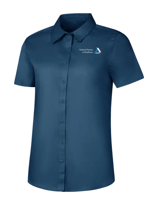 Womens Light Navy Short Sleeve Superpro React Twill Shirt w/NPH Logo