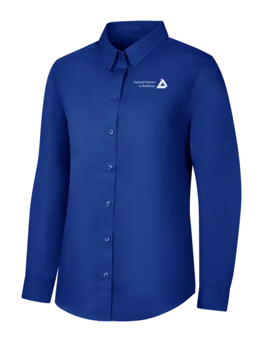 Womens Royal Long Sleeve Carefree Poplin Shirt w/NPH Logo