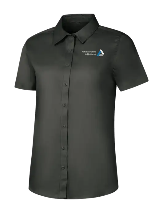 Womens Dark Grey Short Sleeve Superpro React Twill Shirt w/NPH Logo