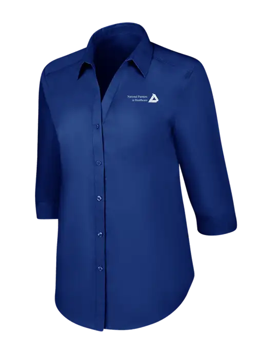 Womens Royal 3/4 Sleeve Carefree Poplin Shirt w/NPH Logo