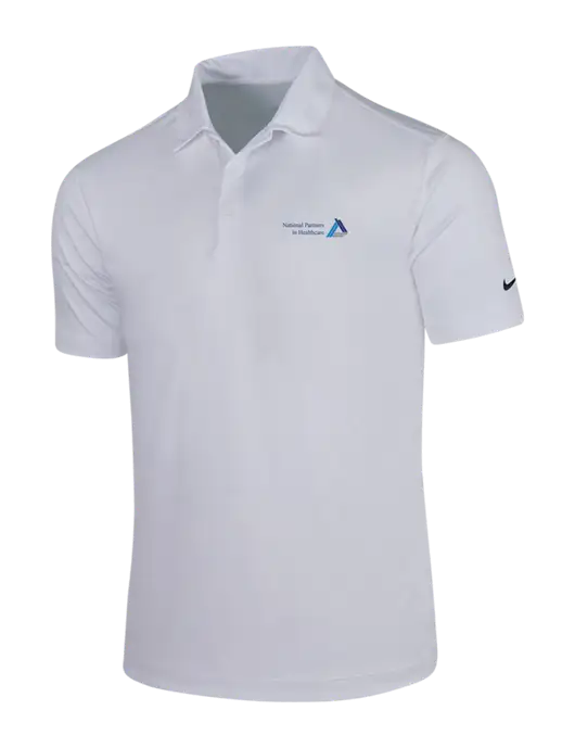 NIKE White Dri-Fit Vertical Mesh Polo w/NPH Logo