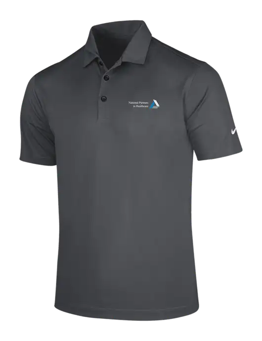NIKE Dark Grey Dri-Fit Vertical Mesh Polo w/NPH Logo