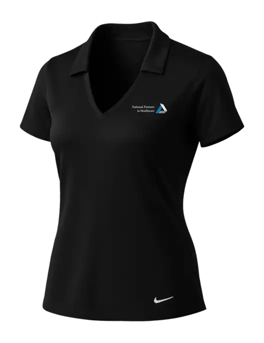NIKE Black Womens Dri-Fit Vertical Mesh Polo w/NPH Logo
