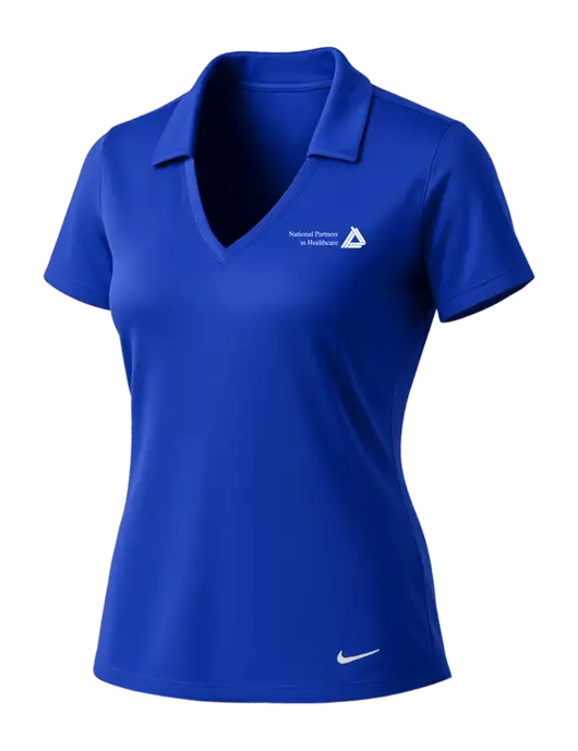 NIKE Dark Royal Womens Dri-Fit Vertical Mesh Polo w/NPH Logo
