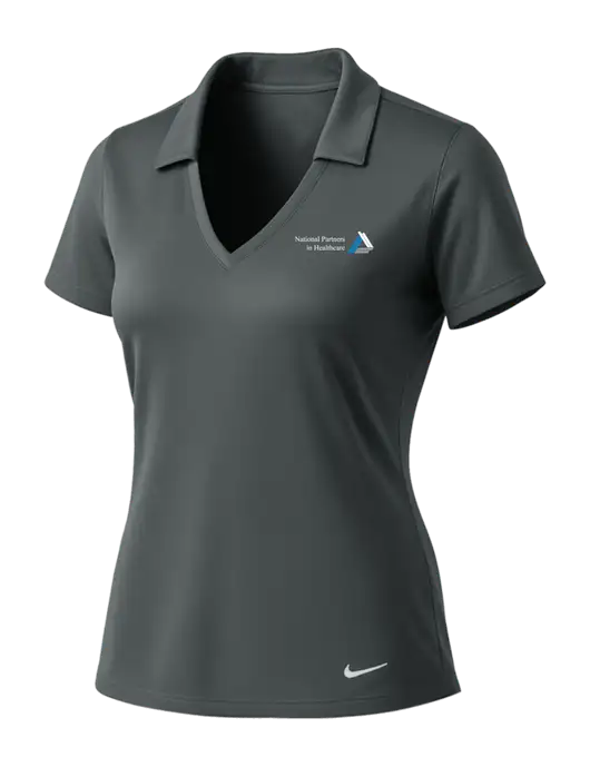 NIKE Dark Grey Womens Dri-Fit Vertical Mesh Polo w/NPH Logo
