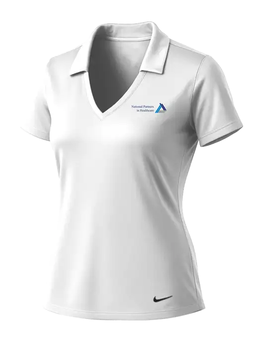 NIKE White Womens Dri-Fit Vertical Mesh Polo w/NPH Logo