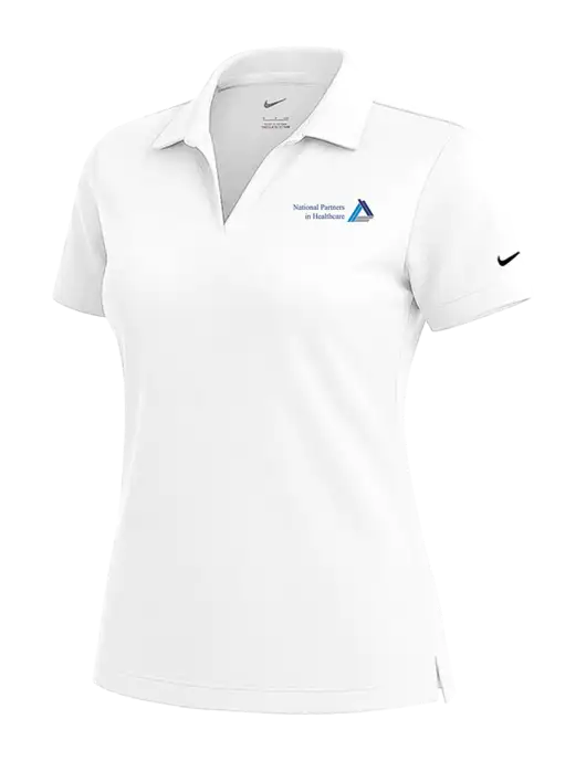 NIKE White Womens Dri-Fit Micro Pique Polo w/NPH Logo