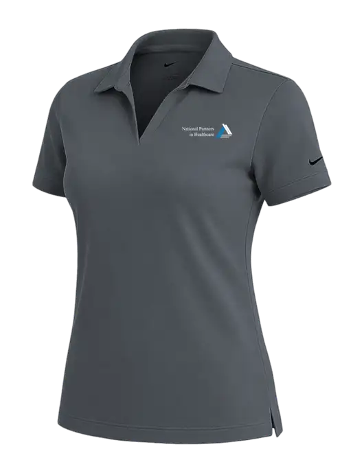 NIKE Dark Grey Womens Dri-Fit Micro Pique Polo w/NPH Logo