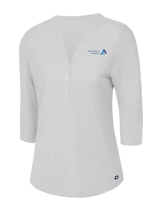 OGIO Bright White Jewel Henley w/NPH Logo