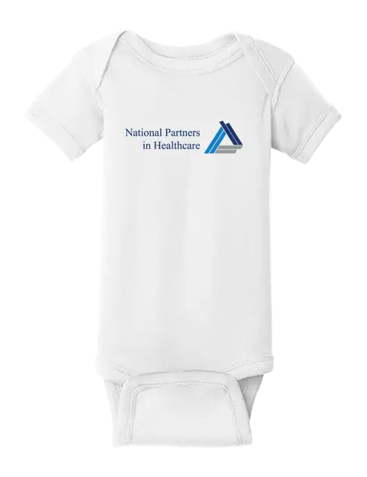 Rabbit Skins White Infant Short Sleeve Baby Rib Bodysuit w/NPH Logo