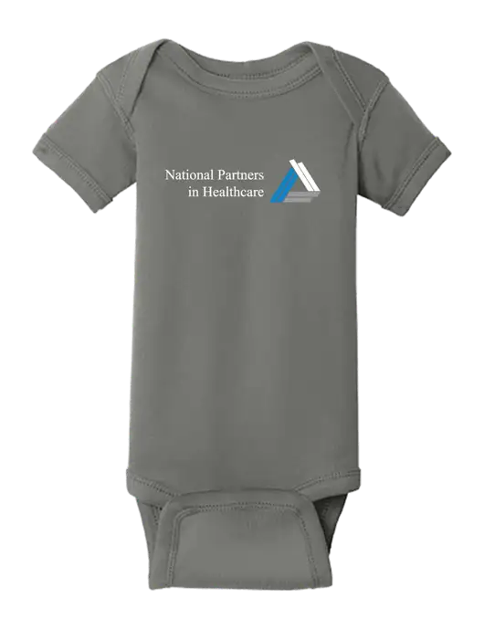 Rabbit Skins Charcoal Infant Short Sleeve Baby Rib Bodysuit w/NPH Logo