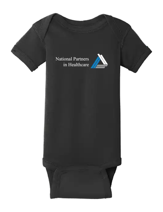 Rabbit Skins Black Infant Short Sleeve Baby Rib Bodysuit w/NPH Logo