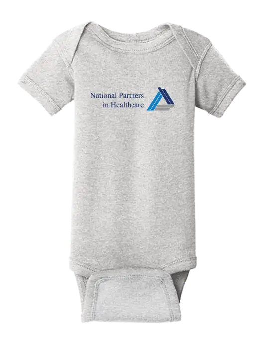 Rabbit Skins Light Grey Heather Infant Short Sleeve Baby Rib Bodysuit w/NPH Logo