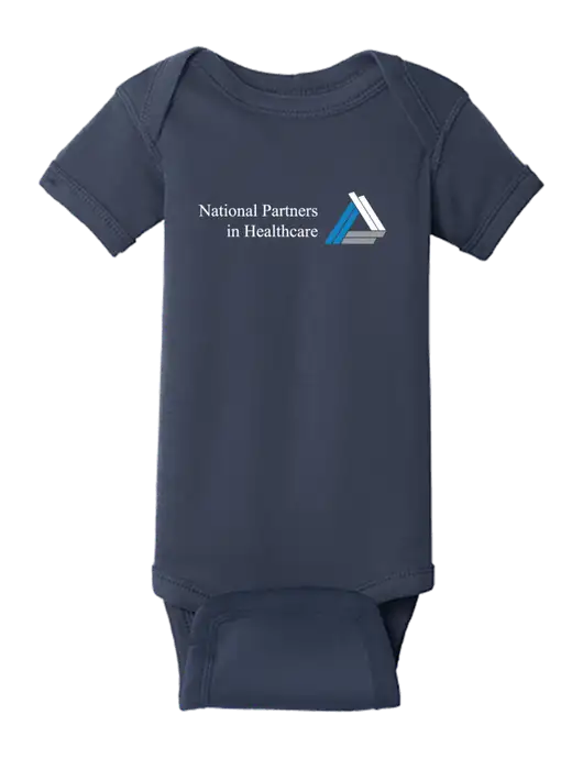 Rabbit Skins Navy Infant Short Sleeve Baby Rib Bodysuit w/NPH Logo