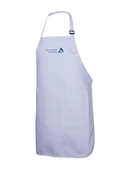 Full-Length White Apron With Pockets w/NPH Logo