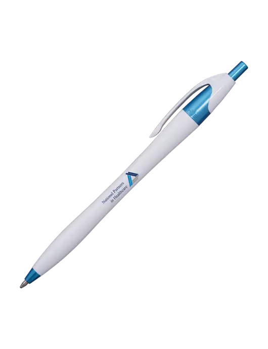 Novella White/Blue Shimmer Pen - Blue Ink w/NPH Logo