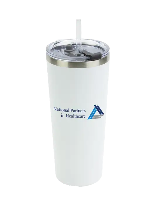 Brighton White 20 oz Insulated Tumbler & Straw w/NPH Logo