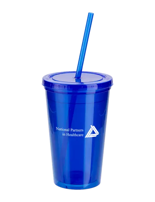 Sorrento Blue 16 oz Tumbler with Lid & Straw w/NPH Logo