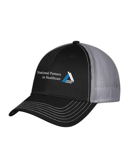 Black/Medium Dark Grey Mesh Trucker Cap Snap Back w/NPH Logo