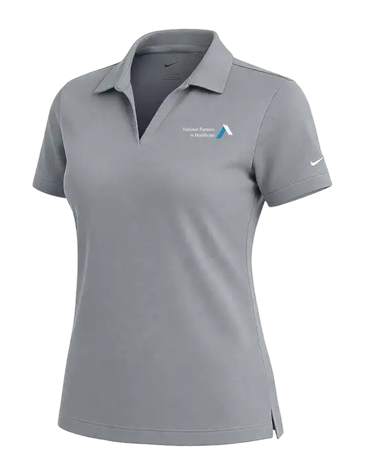 NIKE Medium Grey Womens Dri-Fit Micro Pique Polo w/NPH Logo