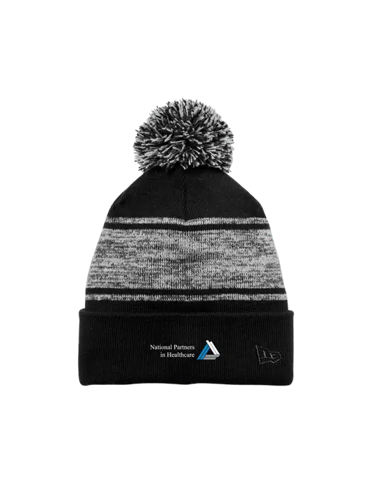 New Era Black/Charcoal Knit Chilled Pom Beanie w/NPH Logo