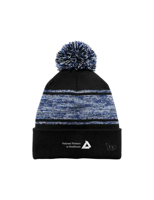 New Era Black/Royal Knit Chilled Pom Beanie w/NPH Logo
