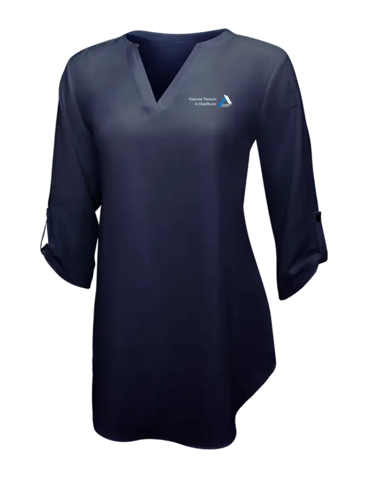 Navy Womens 3/4 Sleeve Tunic Blouse w/NPH Logo