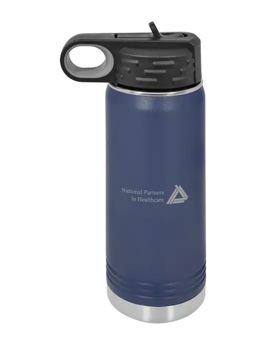 Polar Camel 20 oz Powder Coated Navy Vacuum Insulated Water Bottle w/NPH Logo