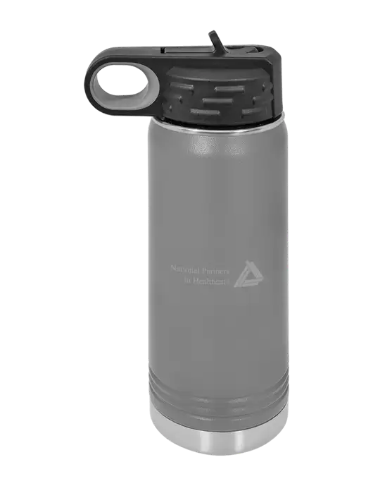 Polar Camel 20 oz Powder Coated Grey Vacuum Insulated Water Bottle w/NPH Logo
