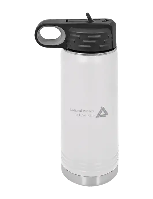 Polar Camel 20 oz Powder Coated White Vacuum Insulated Water Bottle w/NPH Logo