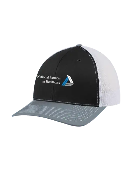 Richardson Adjustable Snapback Original 112 Trucker Cap Black/Light Heather Grey/White Mesh w/NPH Logo