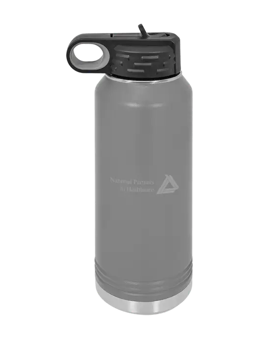 Polar Camel 32 oz Powder Coated Grey Vacuum Insulated Water Bottle w/NPH Logo